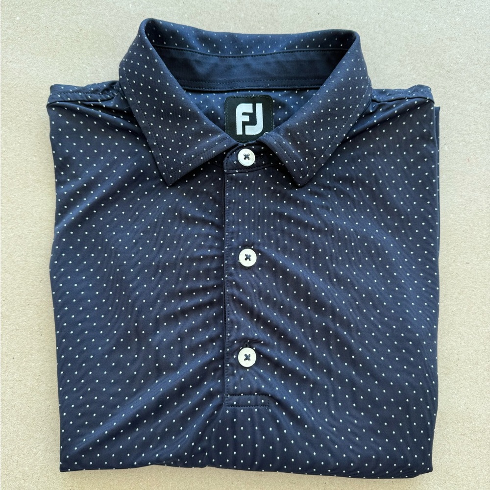 FootJoy — Men’s Navy Microdot Golf Polo — Size M